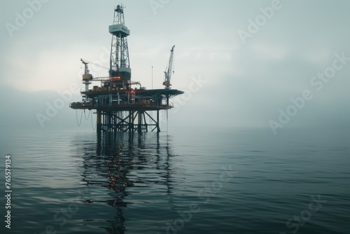 An oil platform in the middle of the ocean photo