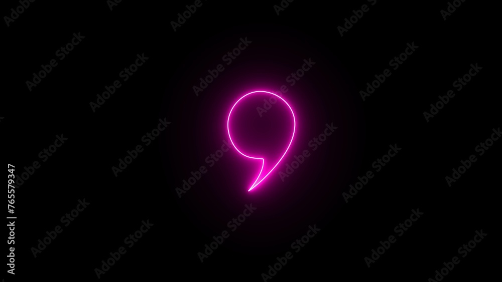 Neon light glow effect. Quote bubble line icon. Quote Marks outline, speech marks, commas. 3d Illustration. Glowing neon Quotation marks on black background. Neon light glow effect. Quote bubble line icon. Quote Marks outline, speech marks, commas. 3d Illustration. Glowing neon Quotation marks on black background.