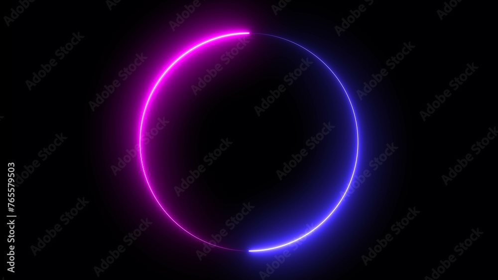 Glowing flow circle background. LED screens projection technology. Seamless looping circle photo frame with neon graphic on black background. Glowing flow circle background. LED screens projection technology. Seamless looping circle photo frame with neon graphic on black background.