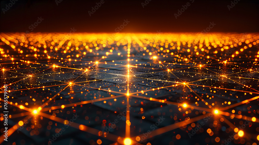 Fototapeta premium Digital network concept with futuristic blue cyber connections, illustrating advanced technology and communication systems