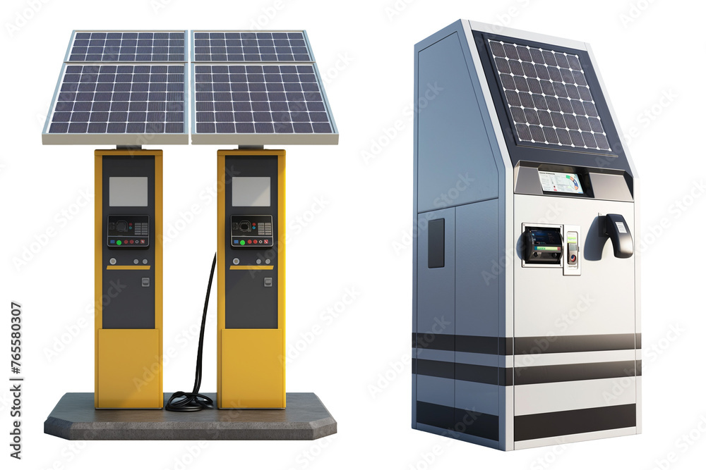 Parking machine with solar panels isolated on transparent background Parking machine with solar panels isolated on transparent background