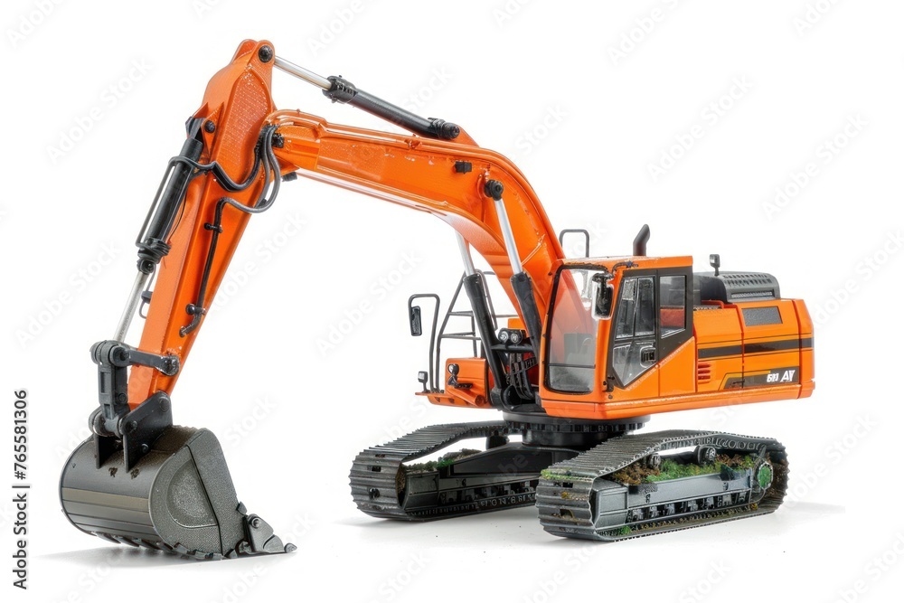 Excavator machine on construction site work Isolated on white background Excavator machine on construction site work Isolated on white background