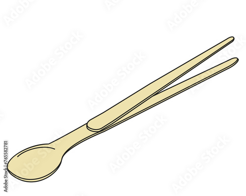 chef tasting spoon tongs color vector illustration