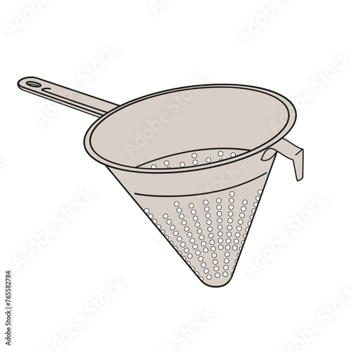 conical stainless colander color vector illustration 