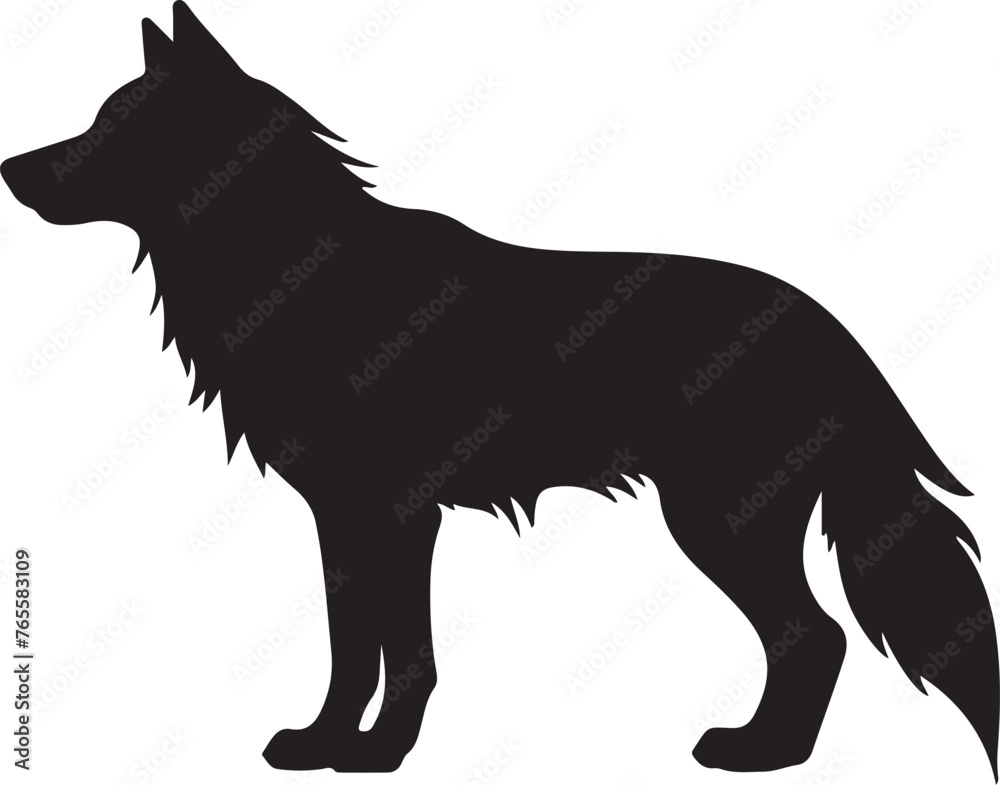 Obraz premium Wolf Silhouette Vector Illustration White Background