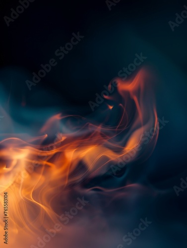 A detailed view of a fire blazing intensely against a dark black backdrop, showcasing the fiery flames up close