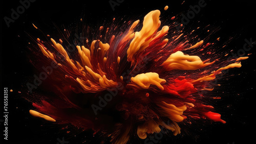 explosion of fire on black photo