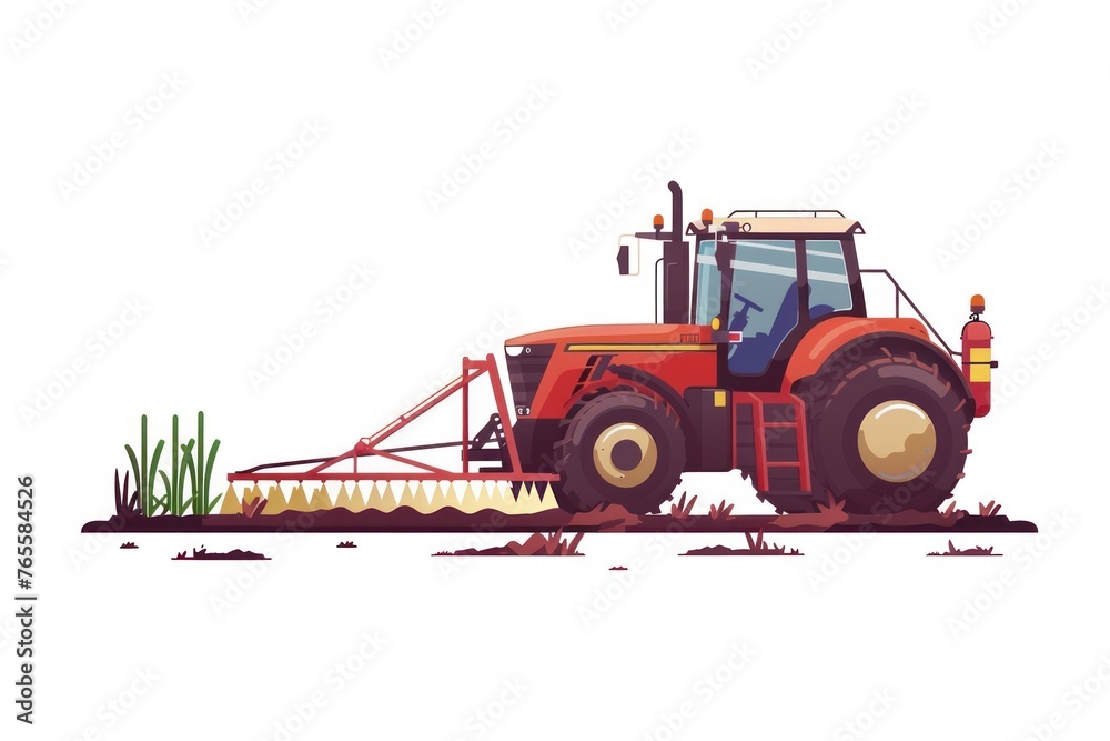 Naklejka premium Tractor Spraying Pesticides In Soybean Field With Sprayer Isolated on white background