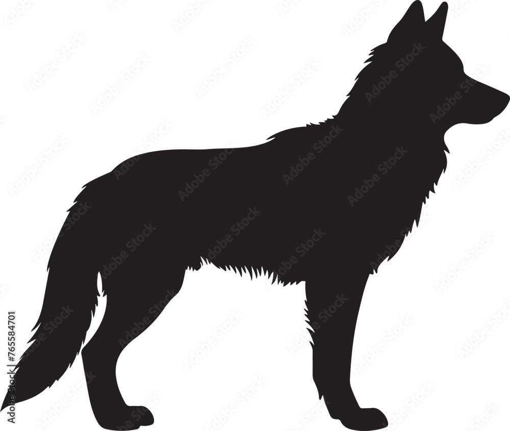 Obraz premium Wolf Silhouette Vector Illustration White Background