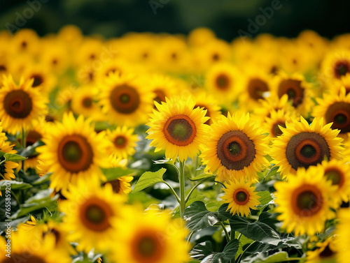 Lush Sunflower Field with Vivid Colors