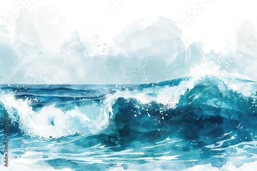 watercolor abstract illustration of ocean waves 