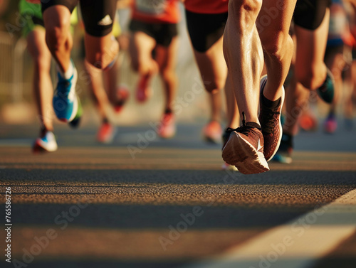 Marathon Runners' Legs in Action