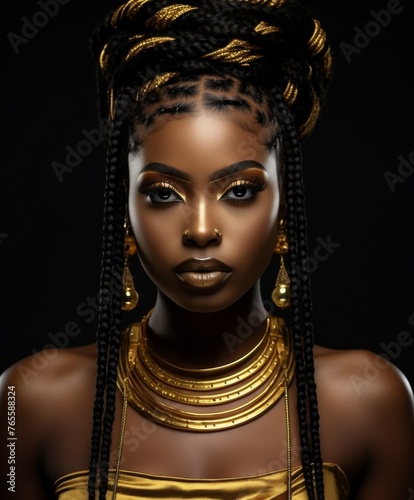 Woman Wearing Gold Jewelry and Necklace