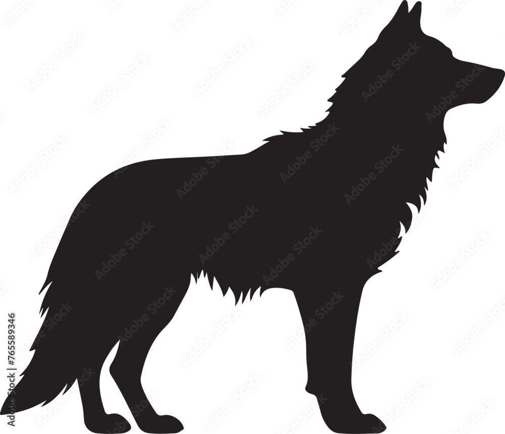 Obraz premium Wolf Silhouette Vector Illustration White Background