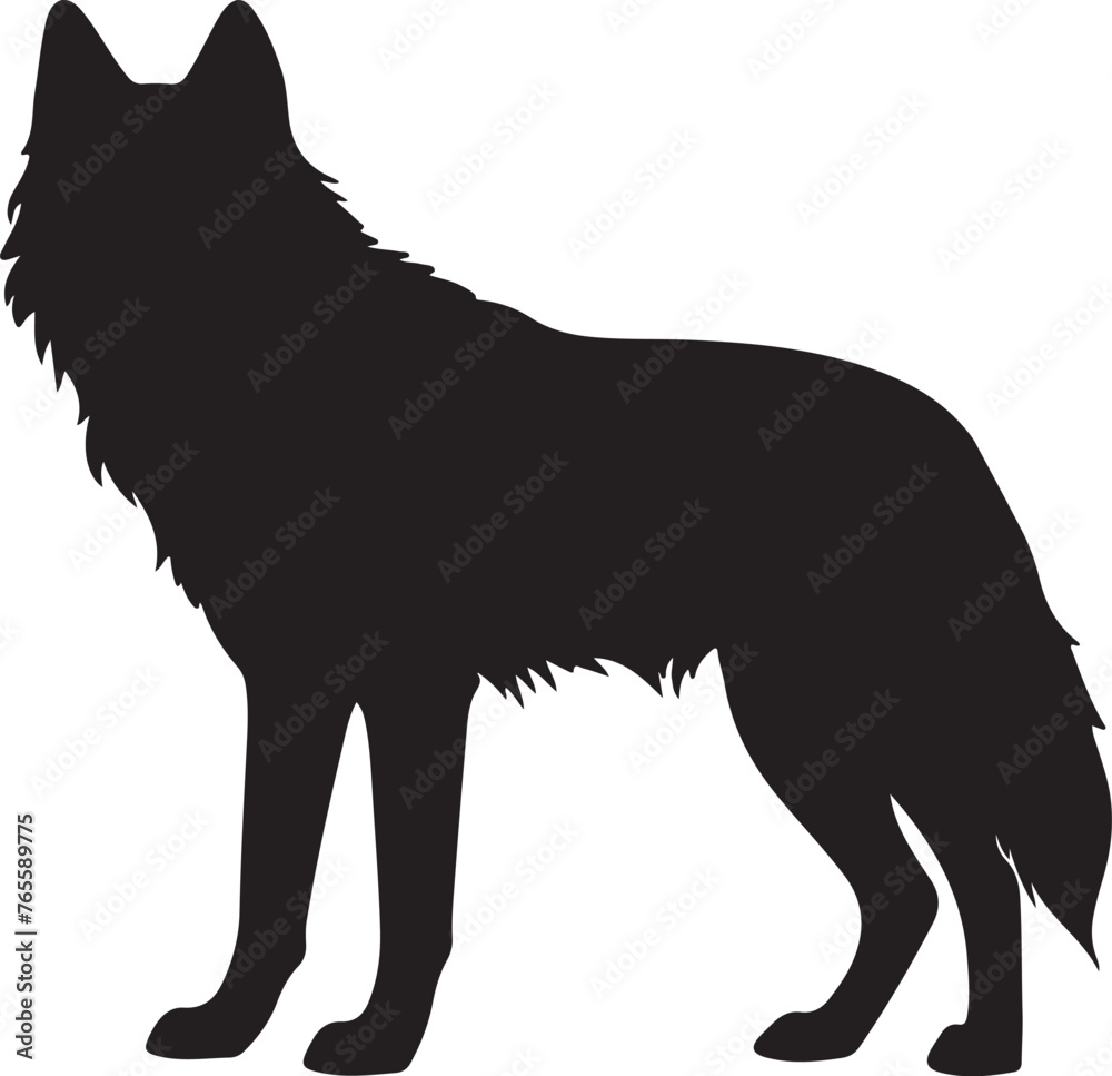 Obraz premium Wolf Silhouette Vector Illustration White Background