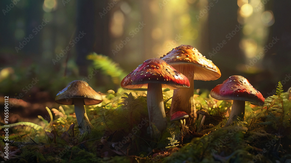 Fototapeta premium Toadstools in the Forest