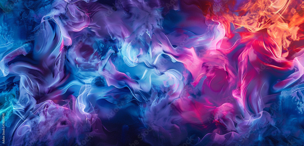 Mesmeric tapestry in indigo smoke, vibrant colors seamlessly merge.