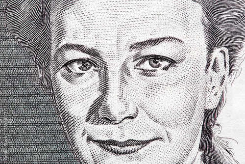 Ivana Kobilca a closeup portrait from Slovenian money