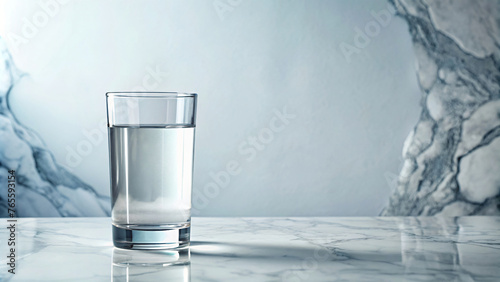 Clear glass filled with cold, fresh water 