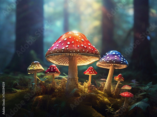 Toadstools in the Forest