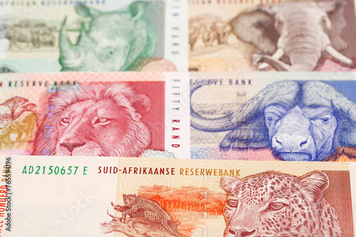 Old South African rand a business background photo
