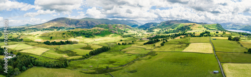 Panorama over Keswick from a drone, Lake District National Park, North West England photo