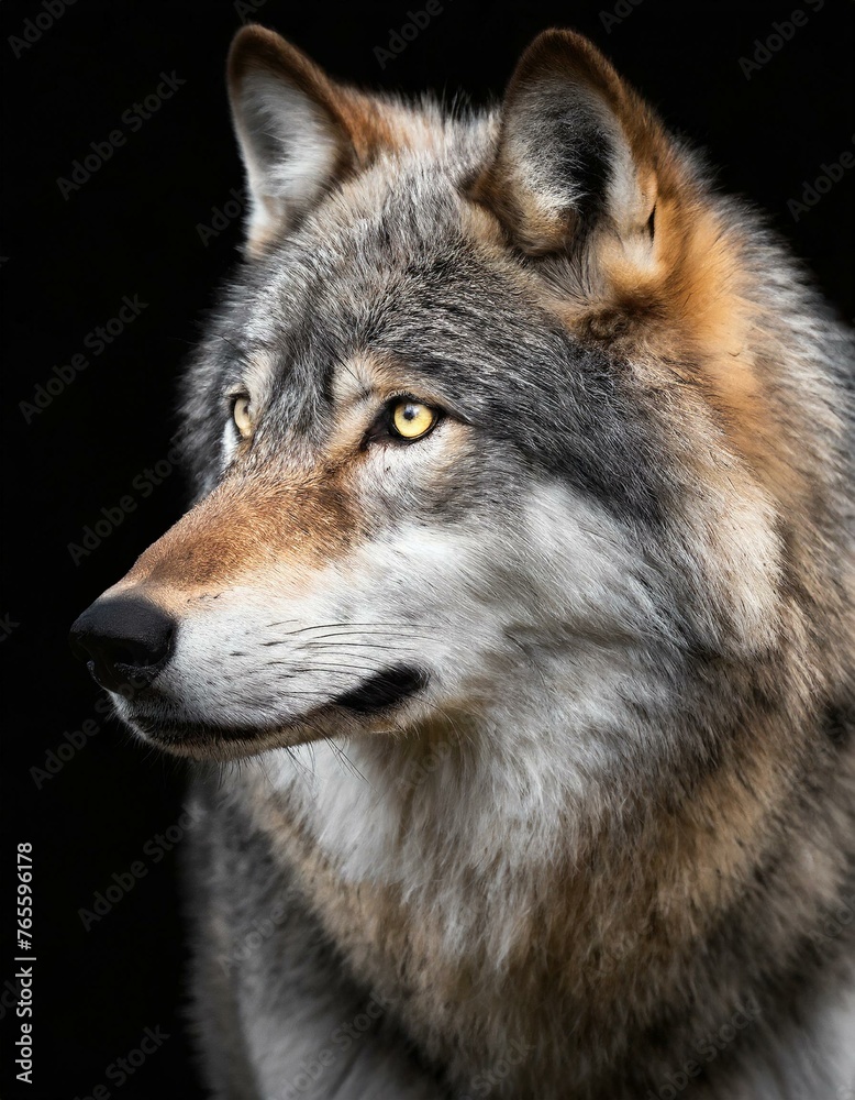 Tête de loup sur fond noir