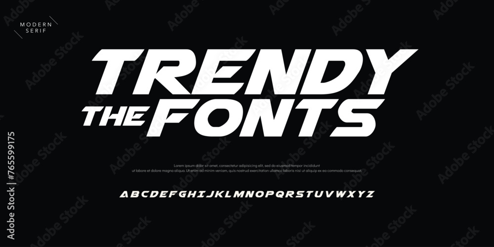 Modern Bold Font. Typography urban style alphabet fonts for fashion, sport, technology, digital, movie, logo design, vector illustration - obrazy, fototapety, plakaty 