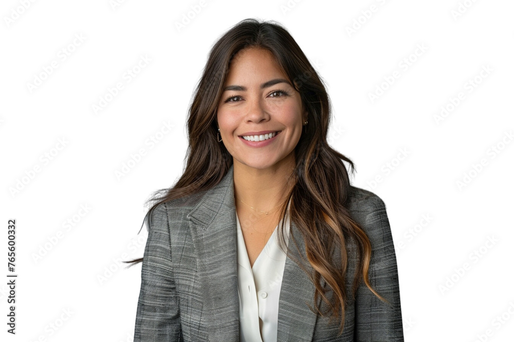 an American businesswoman in blazer smiling, cut out picture an American businesswoman in blazer smiling, cut out picture