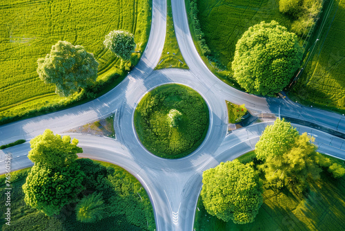 Aerial view on a road junction. 