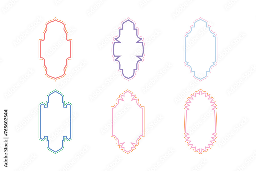 Islamic Vertical Frame Design double lines- SET 6 Islamic Vertical Frame Design double lines- SET 6