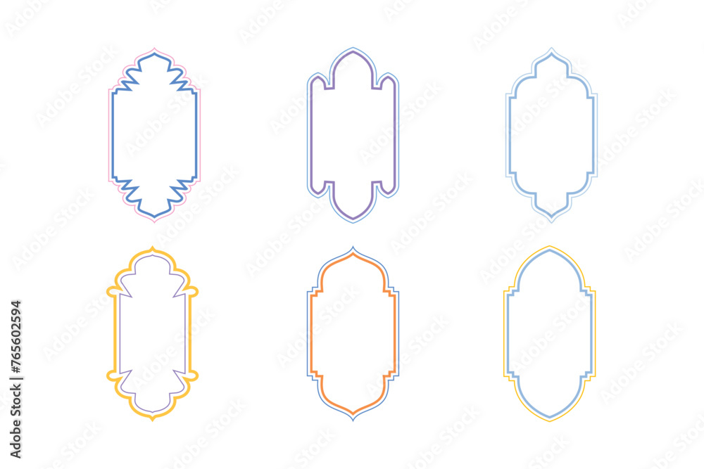 Islamic Vertical Frame Design double lines- SET 6 Islamic Vertical Frame Design double lines- SET 6