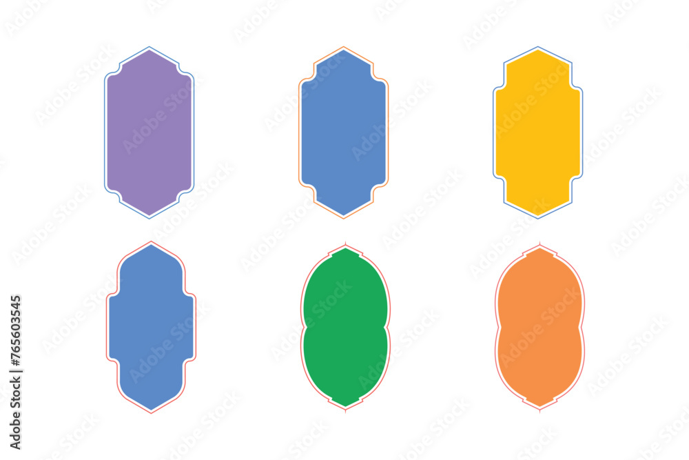Islamic Vertical Frame Design Glyph with outline- SET 6 Islamic Vertical Frame Design Glyph with outline- SET 6