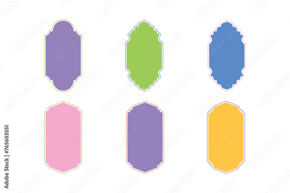 Islamic Vertical Frame Design Glyph with outline- SET 6 Islamic Vertical Frame Design Glyph with outline- SET 6