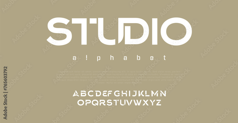 Fototapeta premium Luxury letter font and tech typeface. Minimal Alphabet set. Creative fonts Logo design for Business.