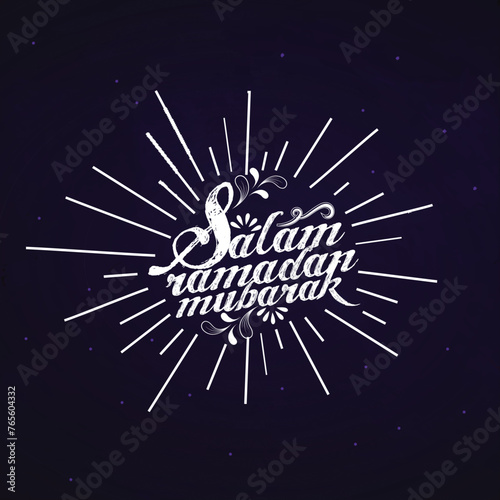 Elegant greeting or invitation card design with stylish text Salam Ramadan Mubarak for Muslim community festival, celebration.