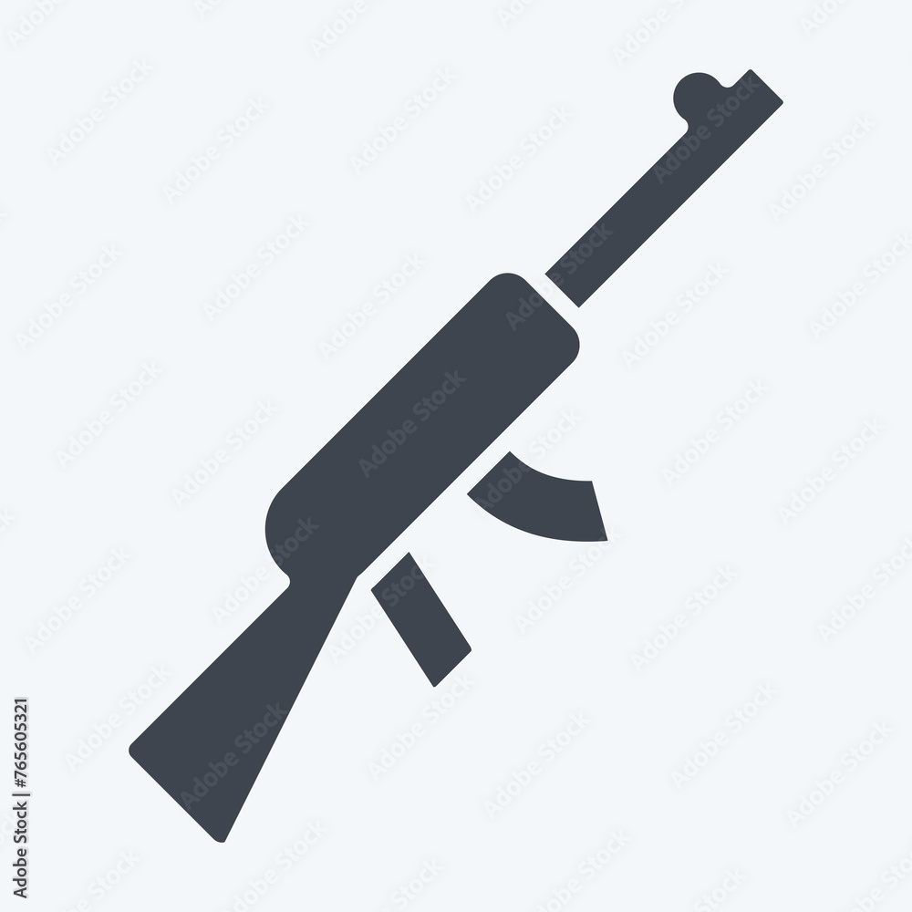 Icon Rifle Gun. related to Military And Army symbol. glyph style. simple design illustration Icon Rifle Gun. related to Military And Army symbol. glyph style. simple design illustration