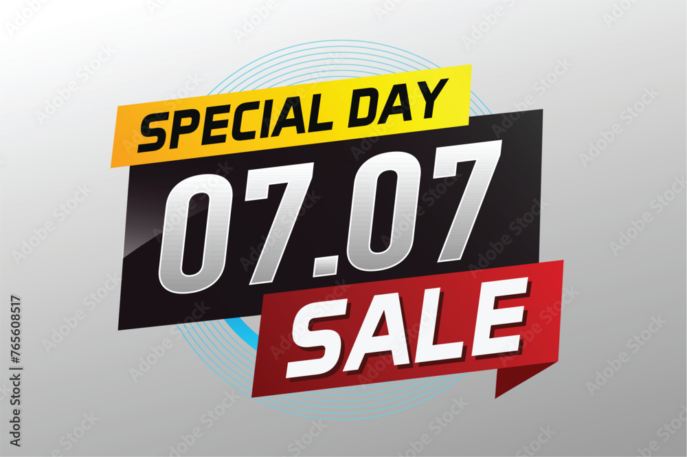7.7 Special day sale word concept vector illustration with ribbon and 3d style for use landing page, template, ui, web, mobile app, poster, banner, flyer, background, gift card, coupon

