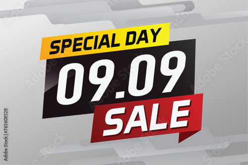 9.9 Special day sale word concept vector illustration with ribbon and 3d style for use landing page, template, ui, web, mobile app, poster, banner, flyer, background, gift card, coupon

