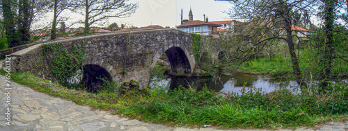 Bridge of San Xoán de Furelos, in Melide, province of A Coruña, in Galicia, Spain. This Roman bridge dates from the 12th century and is one of the architectural landmarks on the Way of St James. photo