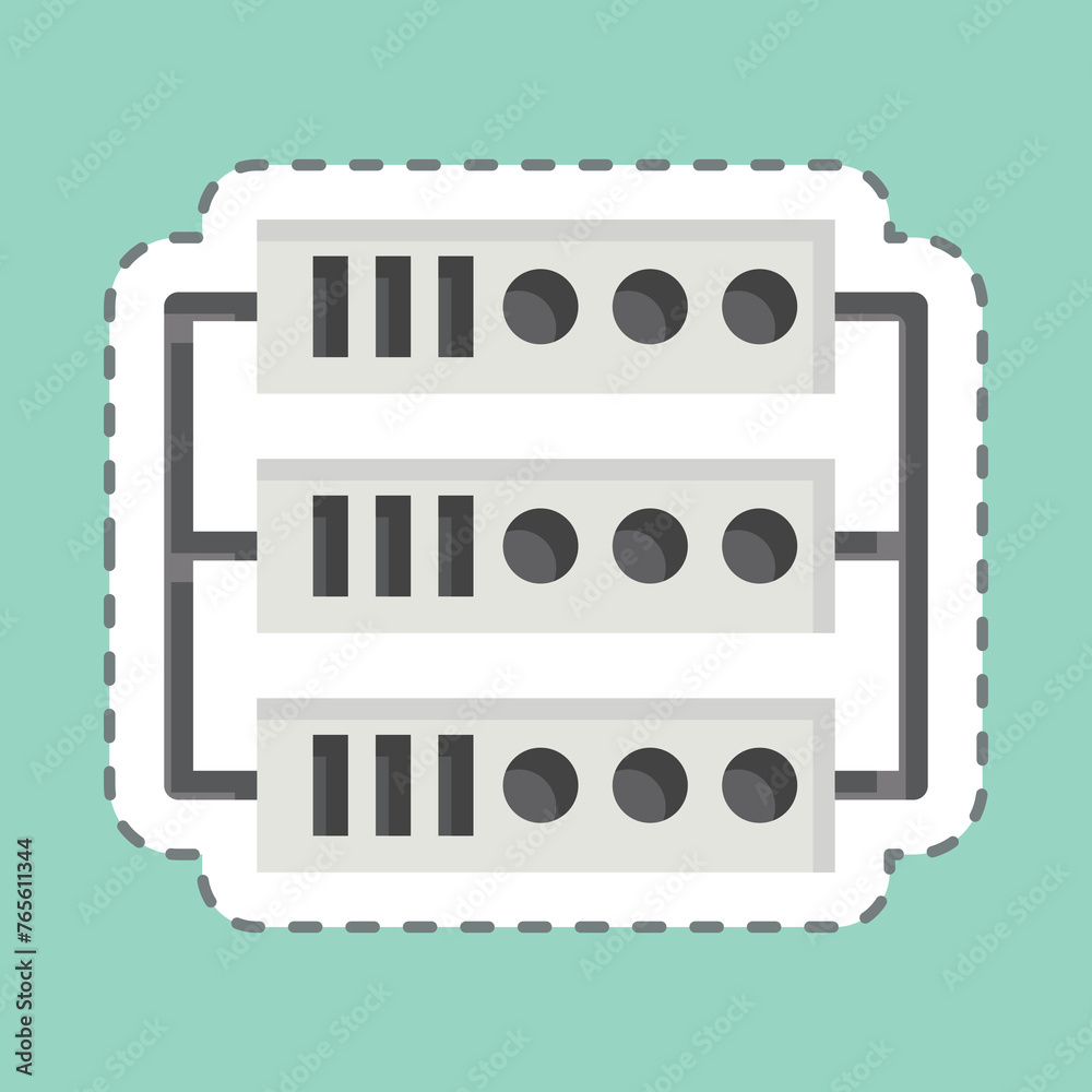 Sticker line cut Server. related to Social Network symbol. simple design illustration