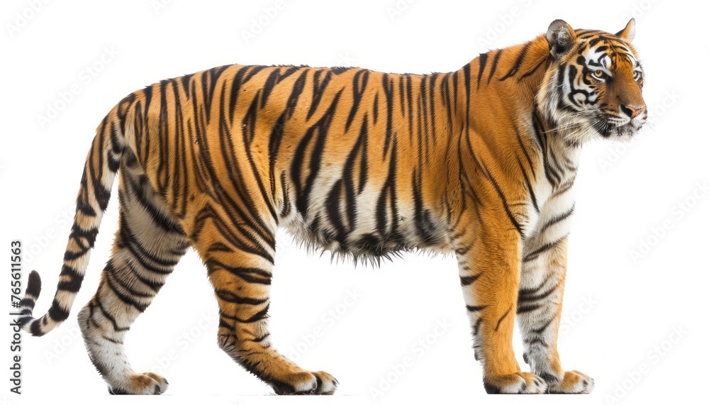 Majestic bengal tiger isolated on white background