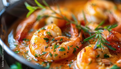 Succulent shrimp in herbed tomato sauce