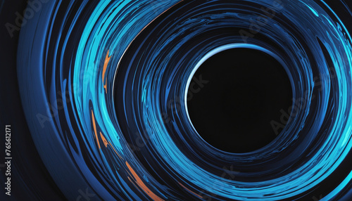 black hole event in black and blue abstract colorful shape, 3d render style