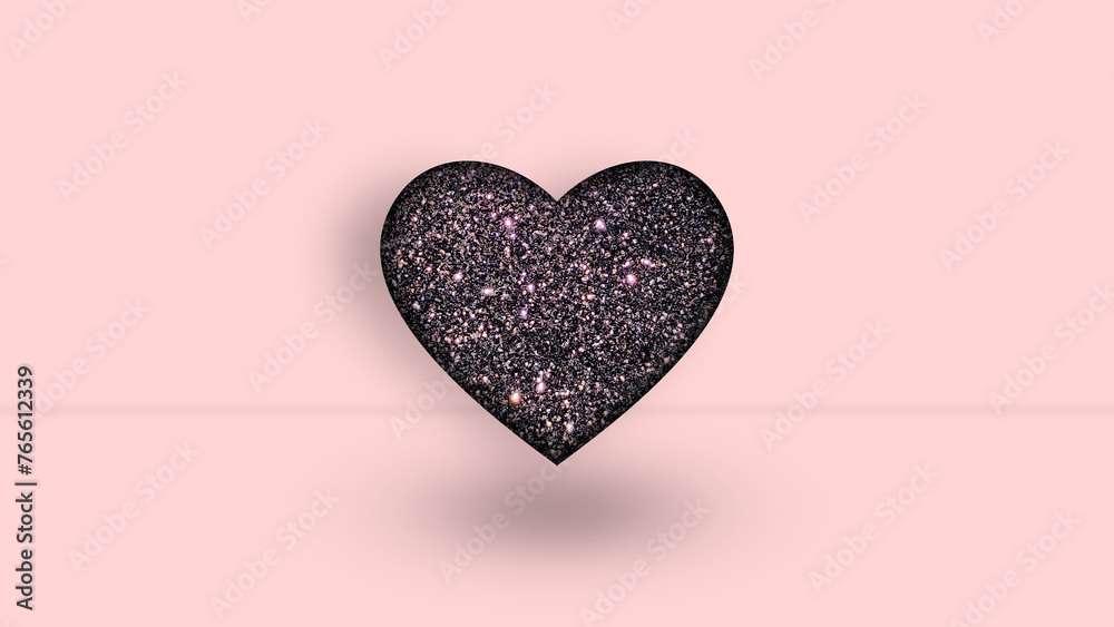 Heart glittering with pink light love background