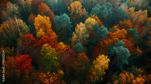A panoramic view of a colorful autumn forest © Muhammad