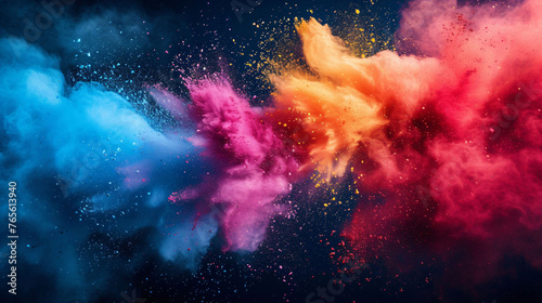 Colored powder in the air in an artistic expression.