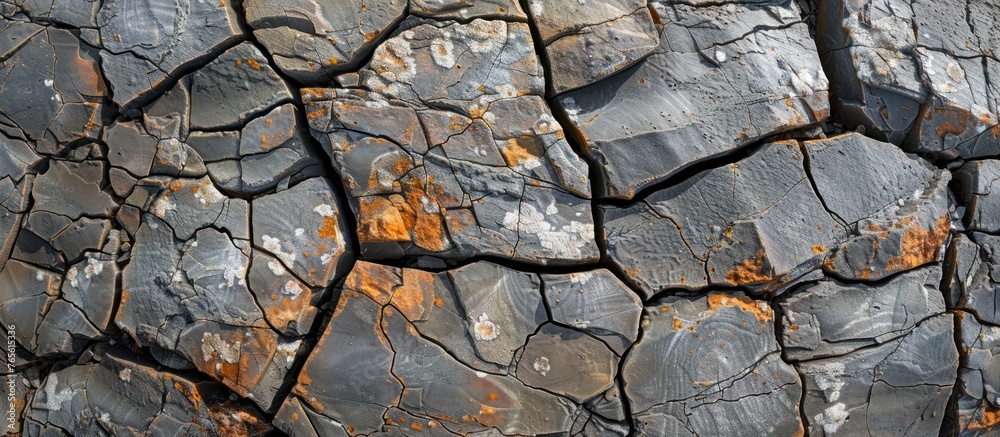 Detailed view of a tree trunk with rust patches visible on its surface, showcasing natural deterioration of the bark. Detailed view of a tree trunk with rust patches visible on its surface, showcasing natural deterioration of the bark.