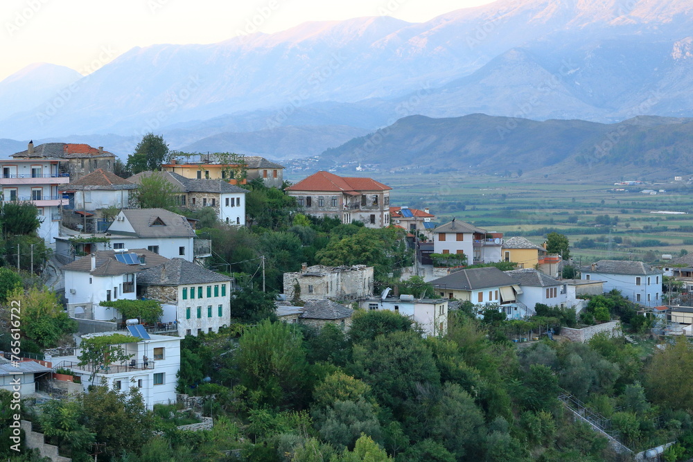 View of the old town of Gjirokaster, Albania country