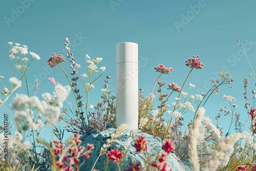 (Mockup) High-end Serum Bottle Amidst a Wintery Mountain Vista